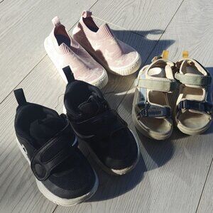 Toddler Shoe Bundle (3 Pairs) – Nike Sneakers, Jan & Jul Knit Shoes & Sport Sand